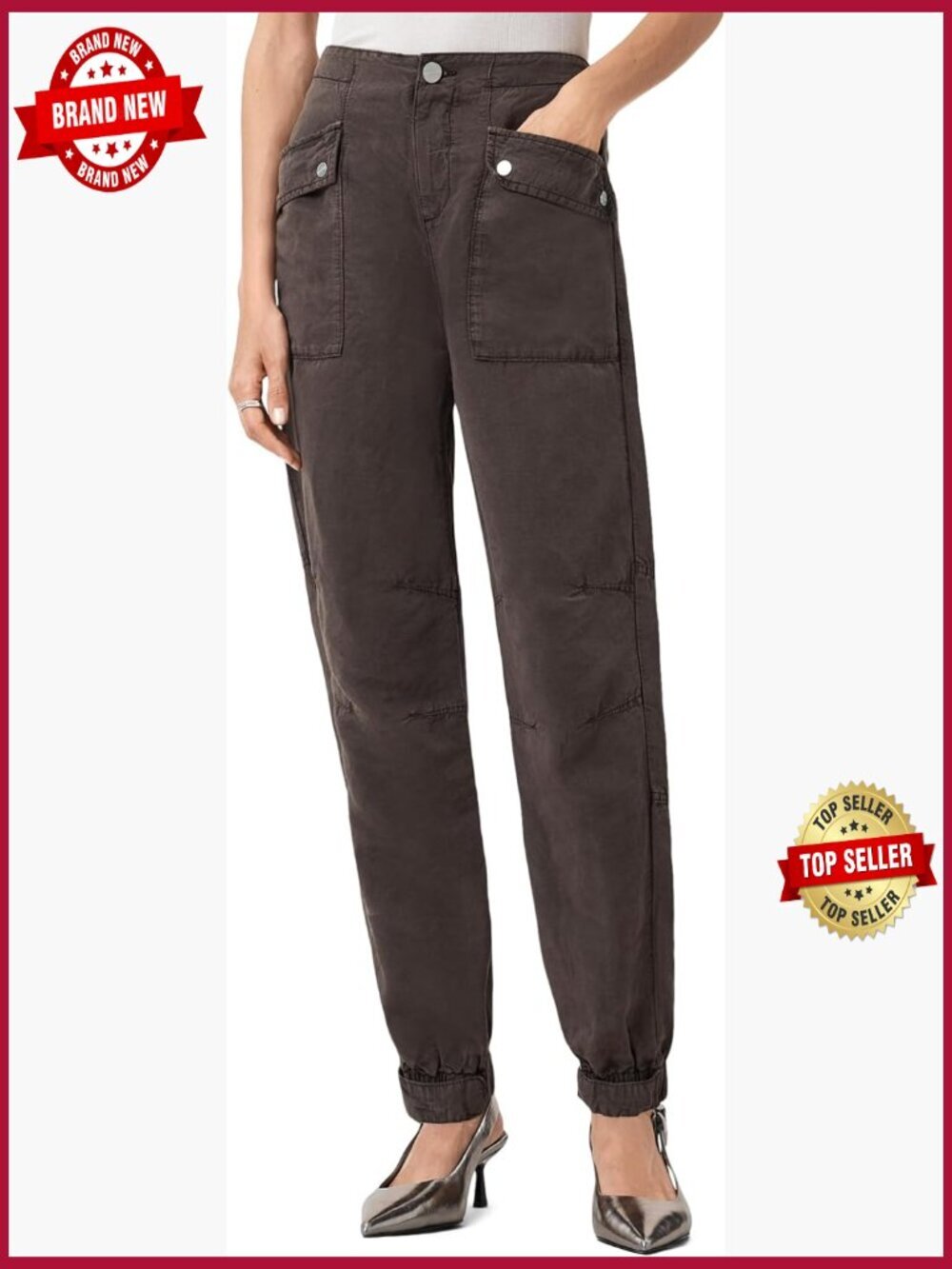 Tencel Linen Blend Straight Leg Trousers - Mid Rise